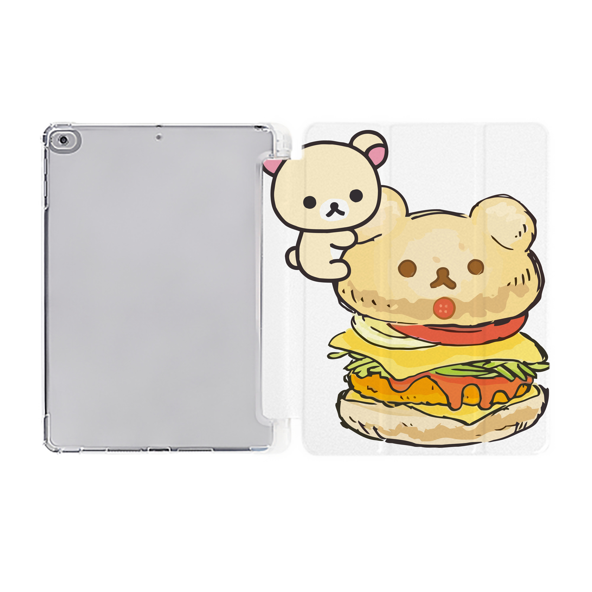（画像用） リラックマ リラックマ キイロイトリ Rilakkuma Korilakkuma Kiiroitori IPad ケース ペン収納付き 三つ折りスタンド PUレザー×シリコン 対応機種9.5/10.5/10.9インチ